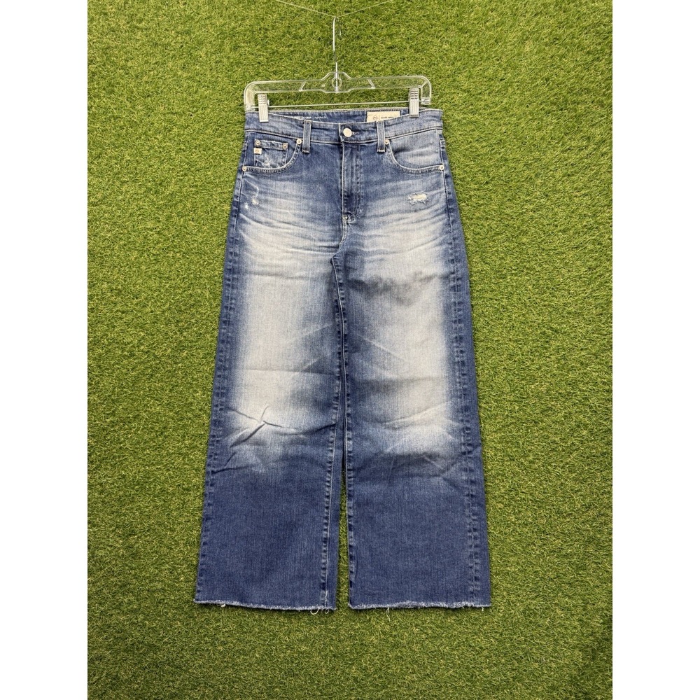 AG Adriano Goldschmied Jeans Womens 26 Wide Leg Crop Mid Rise Medium Wash Denim